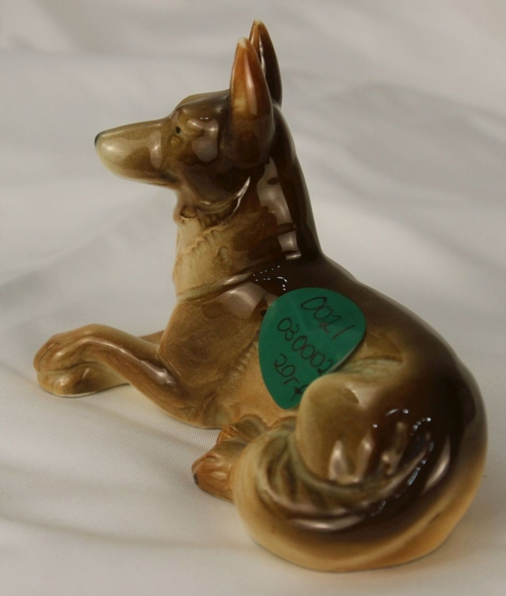 Kleiner feiner Hund Schäferhund Karmik Porzellan Art Déco - Bild 2 aus 5
