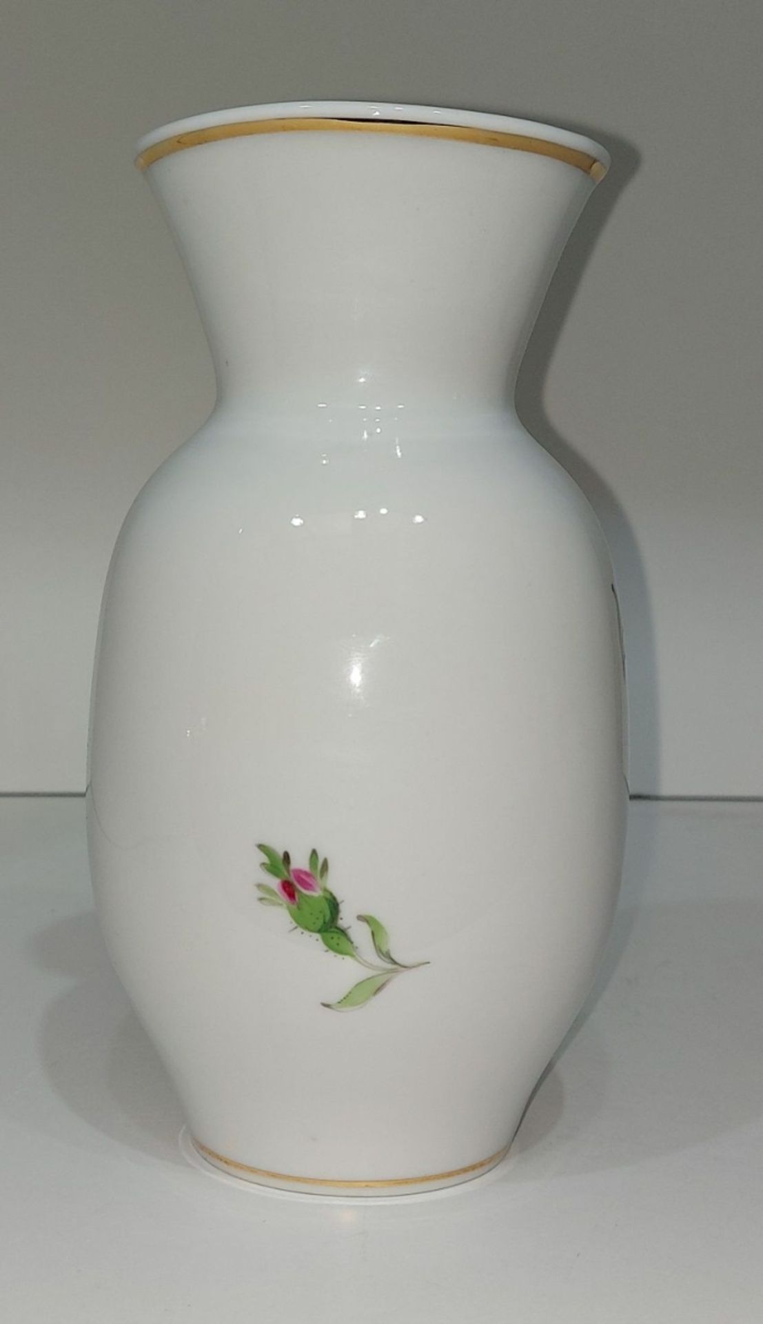 Alte Meissen Vase Rote Rose Rosendekor - Bild 4 aus 10