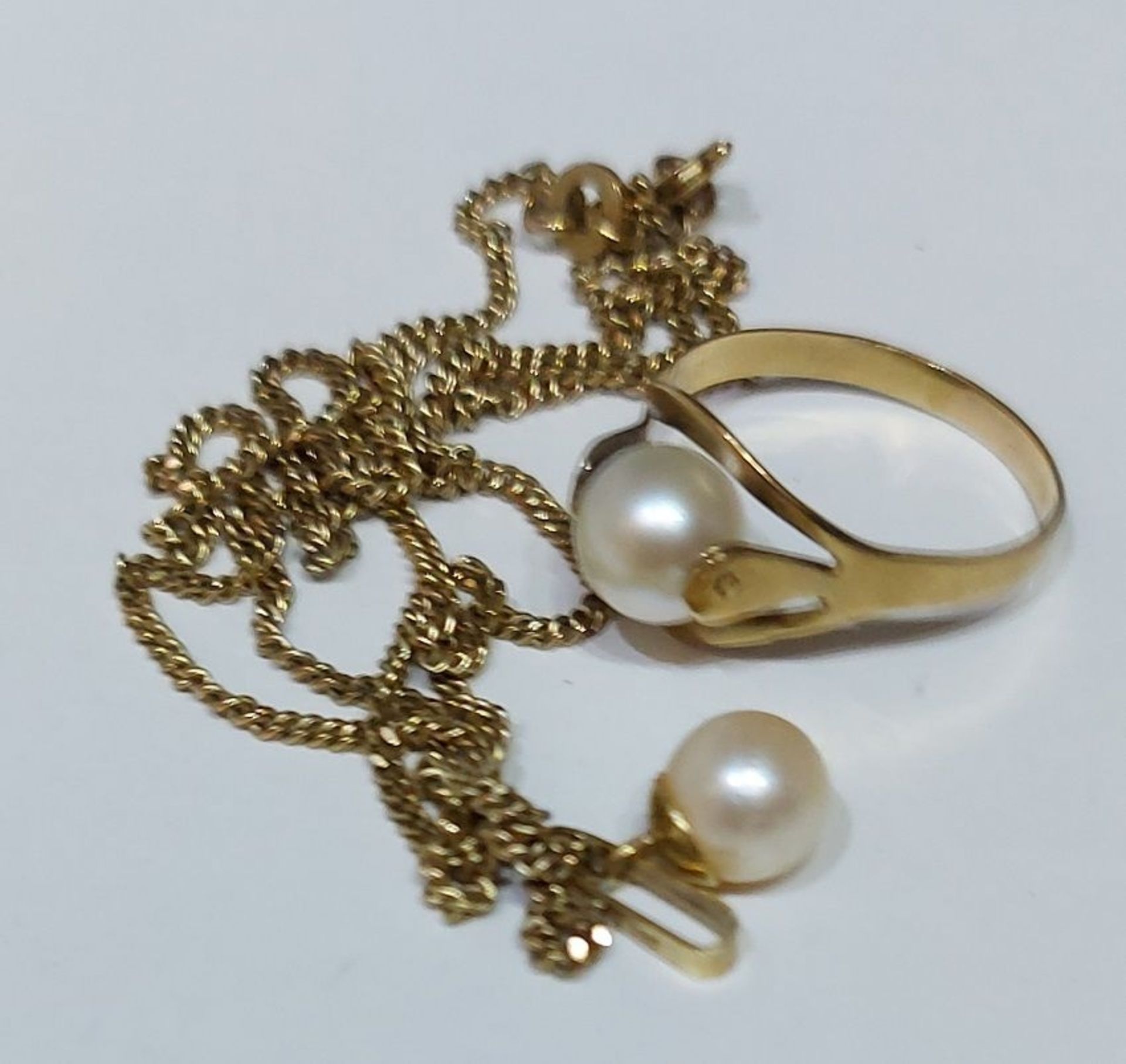 Schönes Gold 585 GG 333 GG Perlen Set, Kett, Anhänger & Ring - Bild 2 aus 6