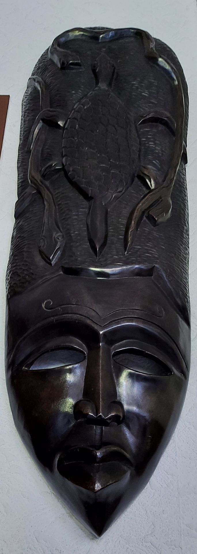 Aus Kapitänsnachlass - XL Wandmaske Holzmaske orig. Jamaika jamaikanische Handarbeit - Bild 6 aus 6