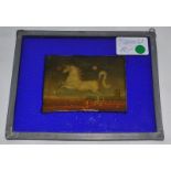 Altes Glasbild Pferdemotiv ca. 14 x 11cm