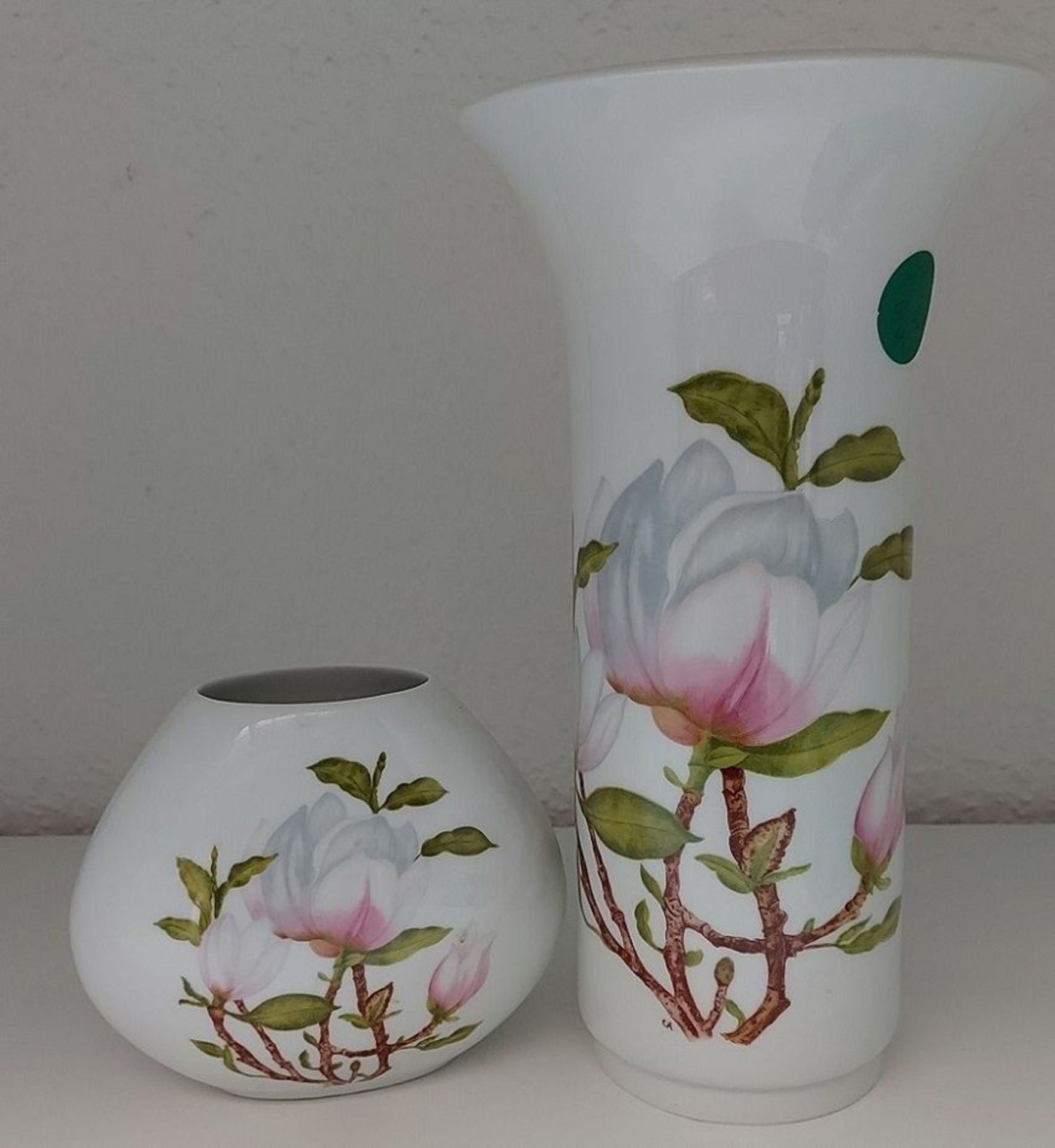 Vasenduo 2 Stk. Porzellanvase Dekor Magnolie - Bild 5 aus 9