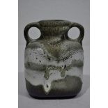 Vintage Fat Lava Vase grau braun weiße Töne