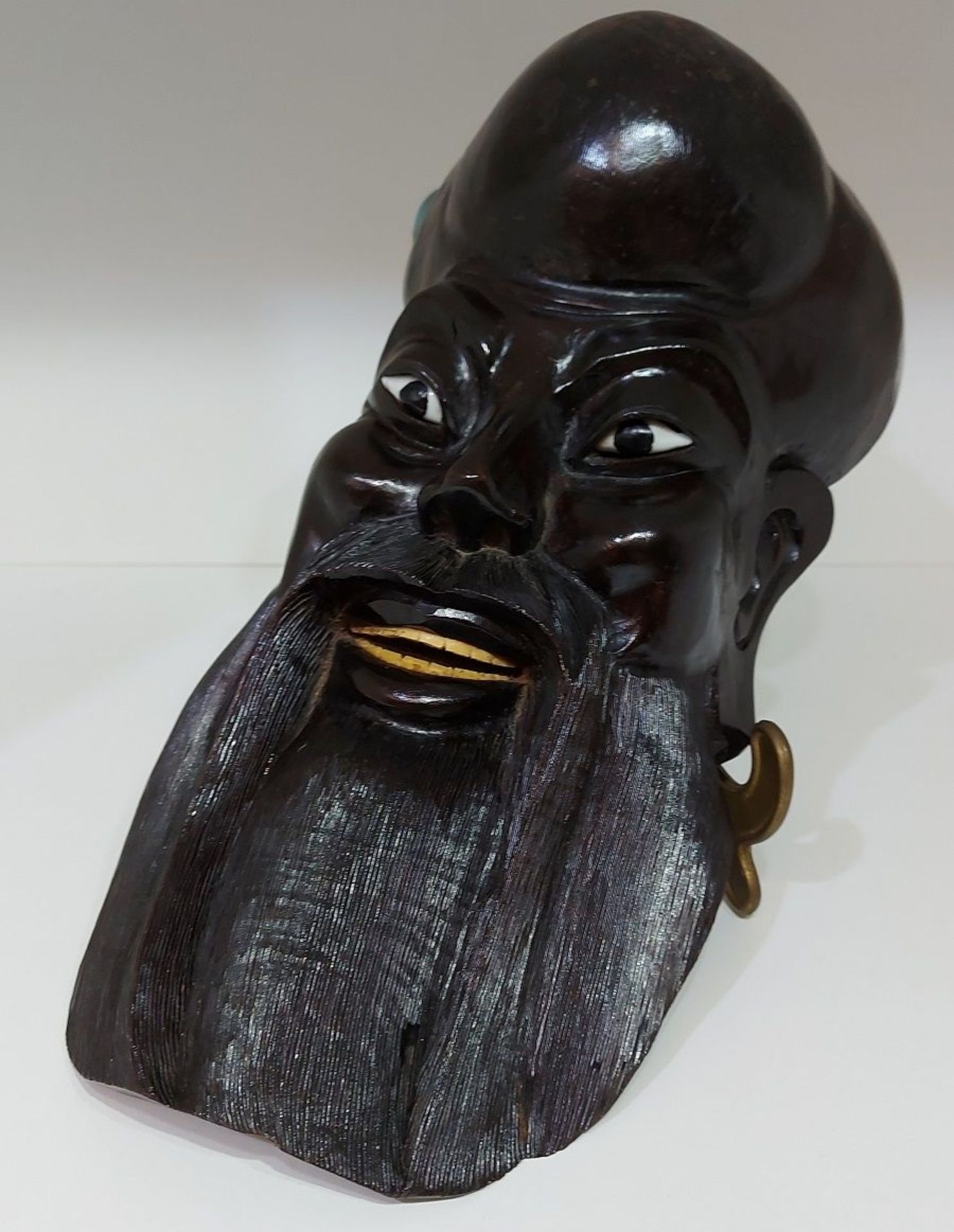 Aus Kapitänsnachlass - große antike asiatische Holzmaske - Bild 7 aus 8