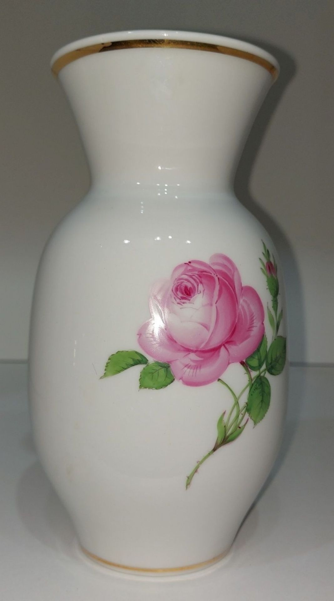 Alte Meissen Vase Rote Rose Rosendekor - Bild 2 aus 10