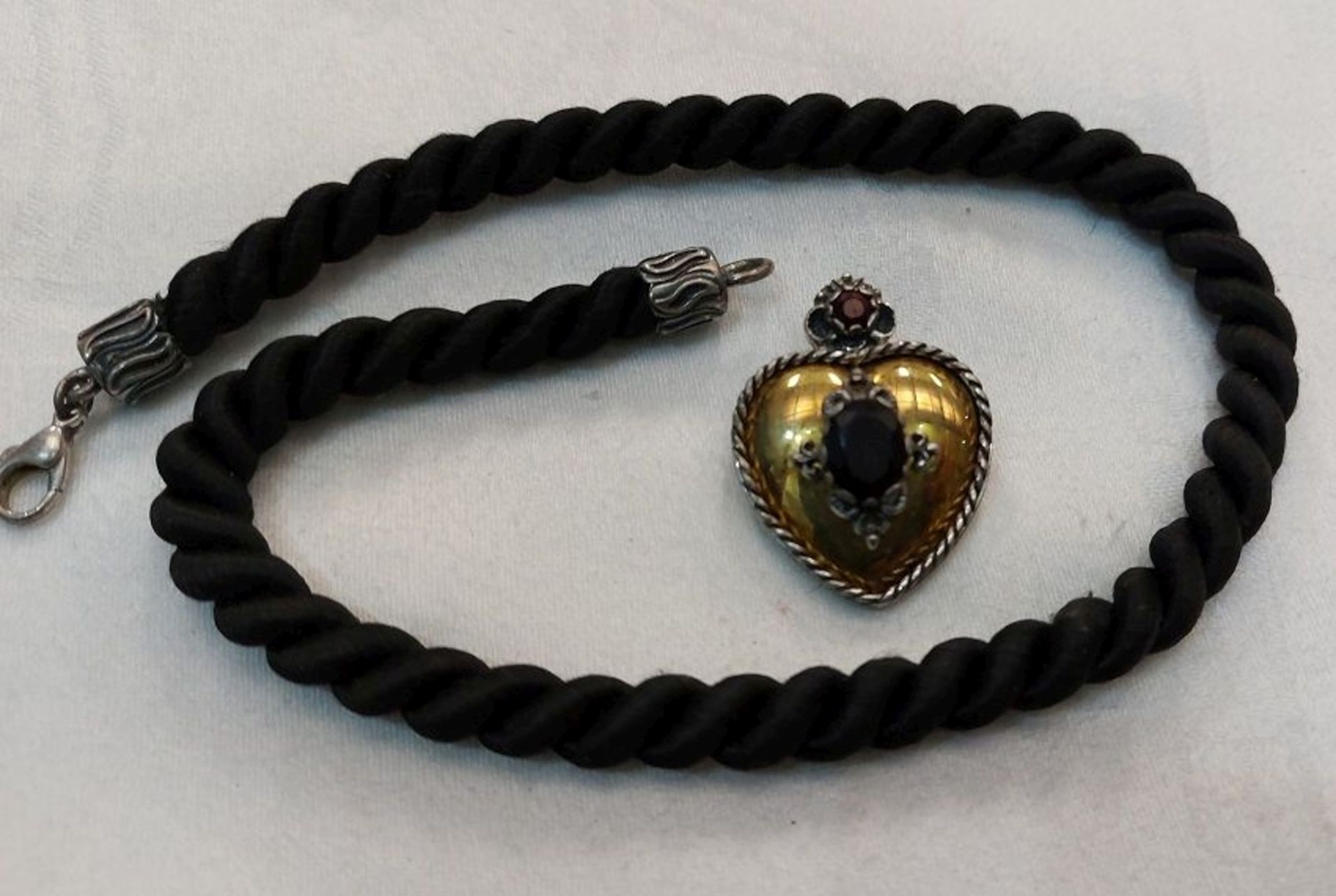Halskette Kordel Trachtenkette Herzanhänger 835er Silber - Bild 4 aus 5
