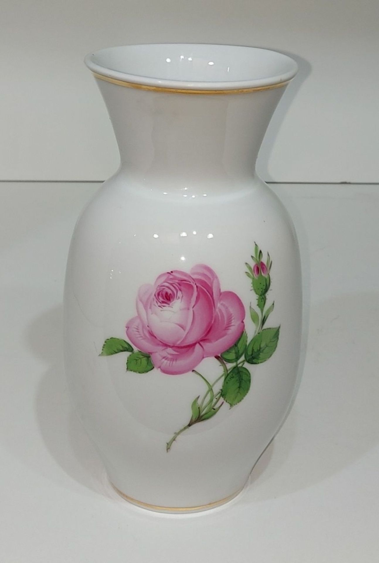 Alte Meissen Vase Rote Rose Rosendekor - Image 10 of 10