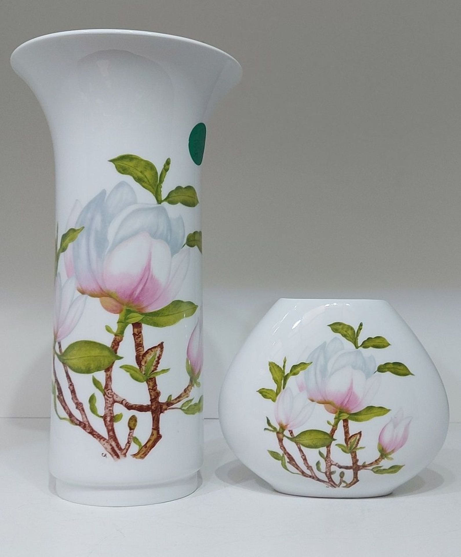 Vasenduo 2 Stk. Porzellanvase Dekor Magnolie - Bild 7 aus 9