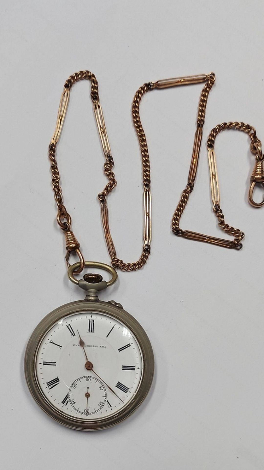 Taschenuhr für Herren mit Kette, Union Horlogére,