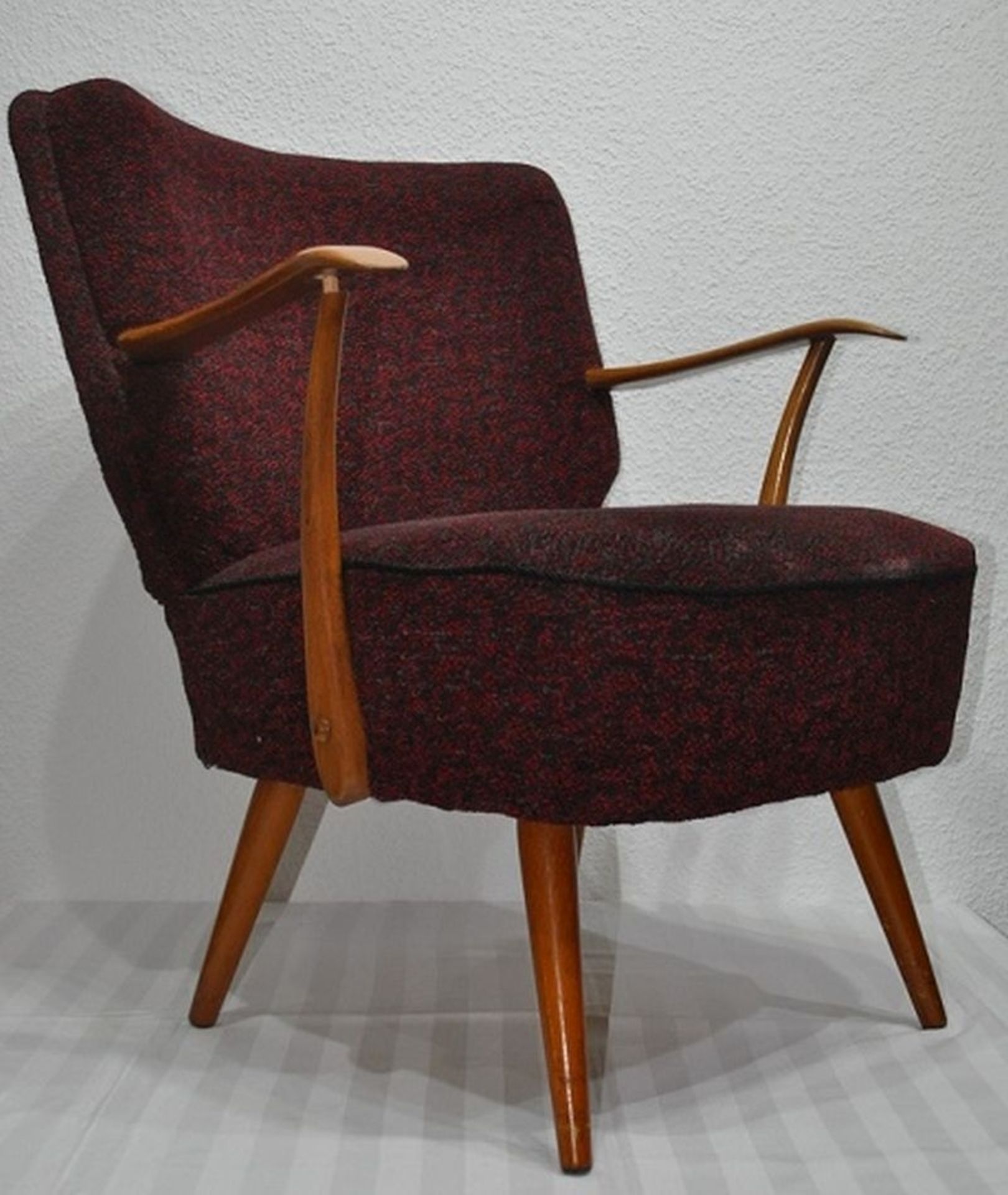 Hübscher alter Mid Century Sessel Cocktailsassel rot