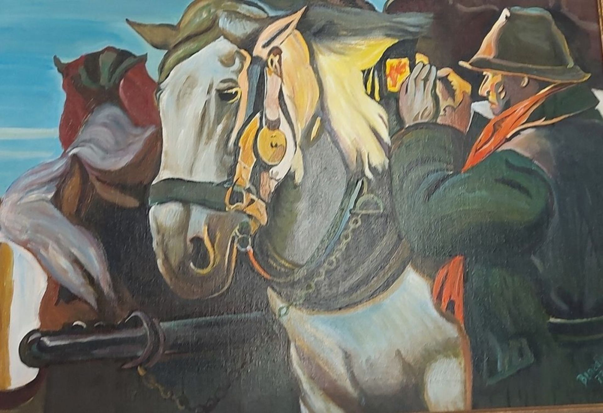 Bild Benedix Mann mit Pferd Maße ca. 95x73cm - Bild 6 aus 16