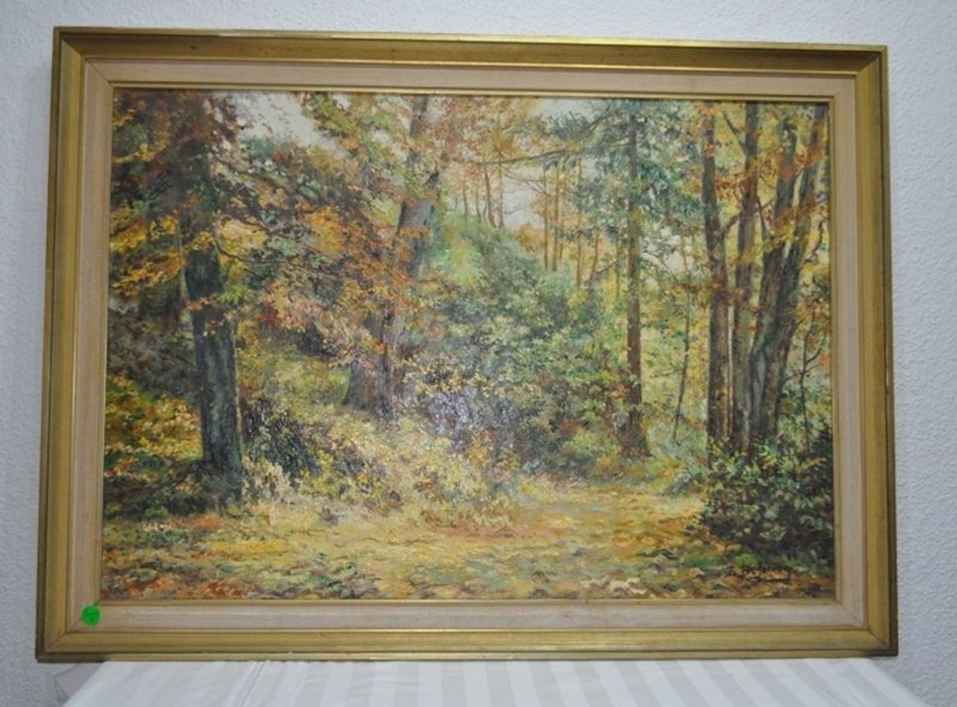 Großes altes Ölbild,unbek. Maler Motiv "Herbstwald" gerahmt - Bild 3 aus 3