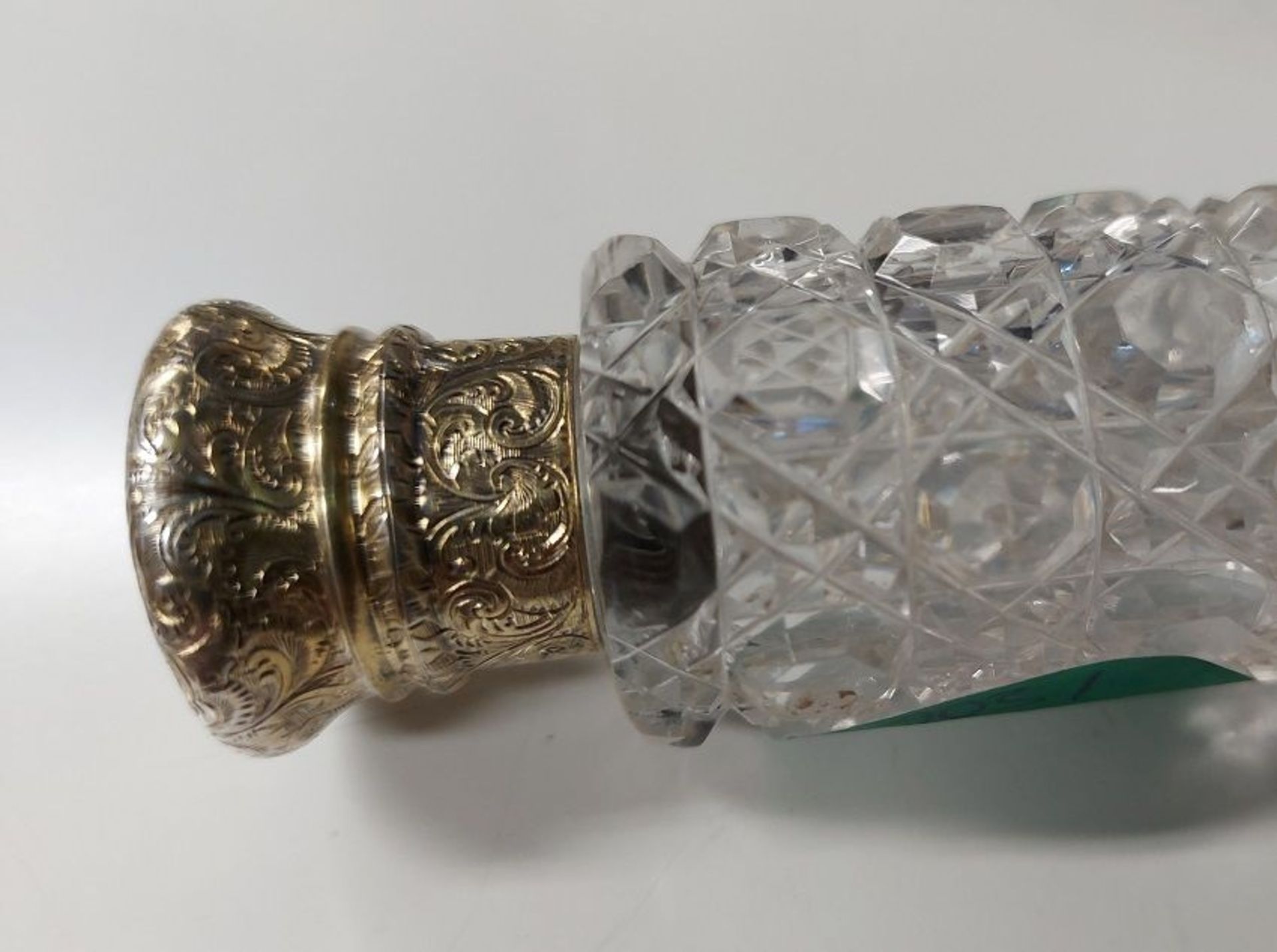 Antiker Kristallglas Parfumflakon doppelendig Messing versilbert - Bild 2 aus 9