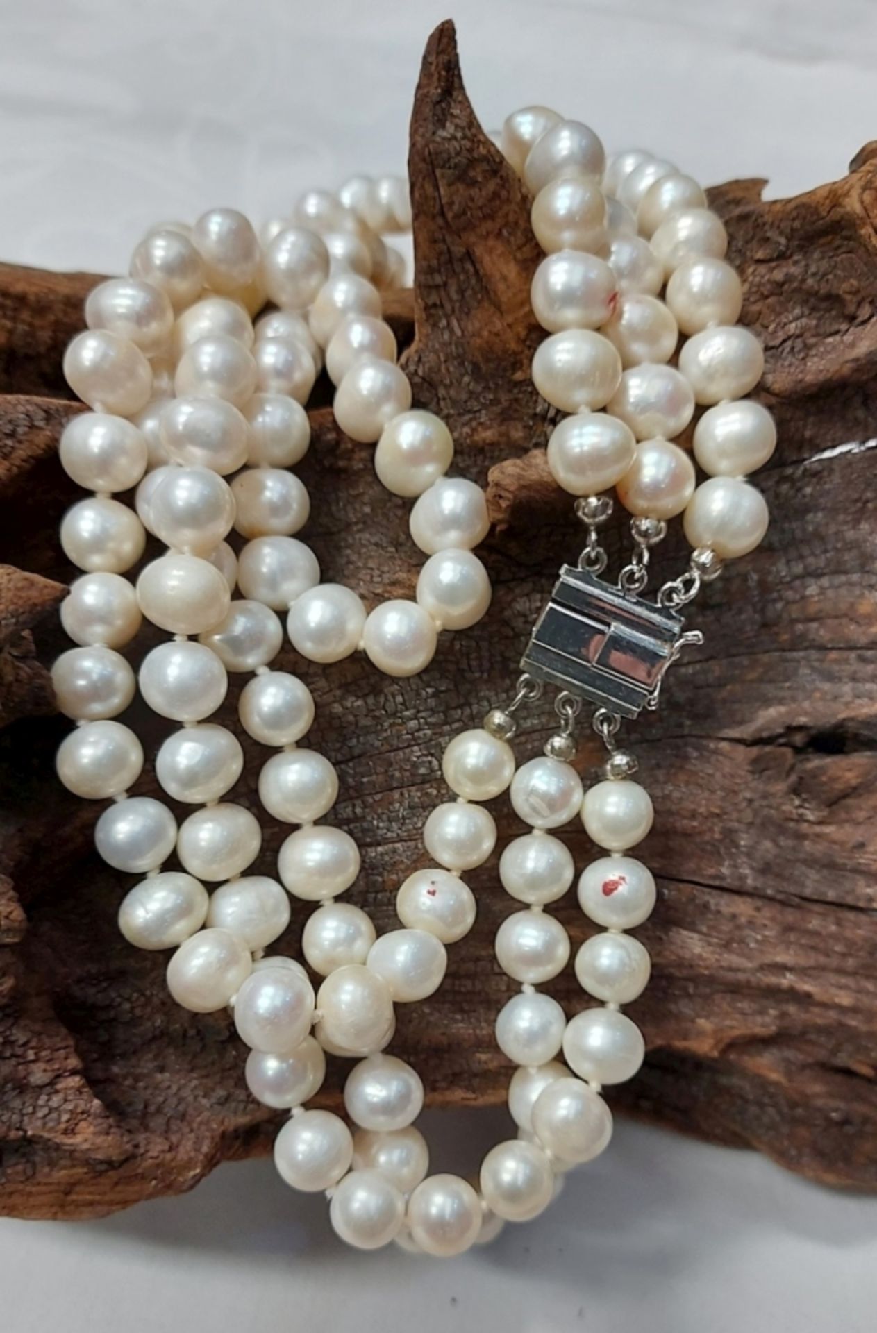 Perlenkette mit Silberschloss Perlen 8-10mm - Bild 6 aus 9