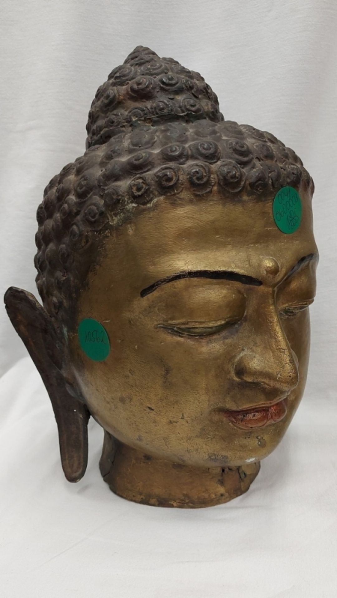 Antiker Buddha Bronze Kopf Hohlguss Handarbeit - Image 2 of 10