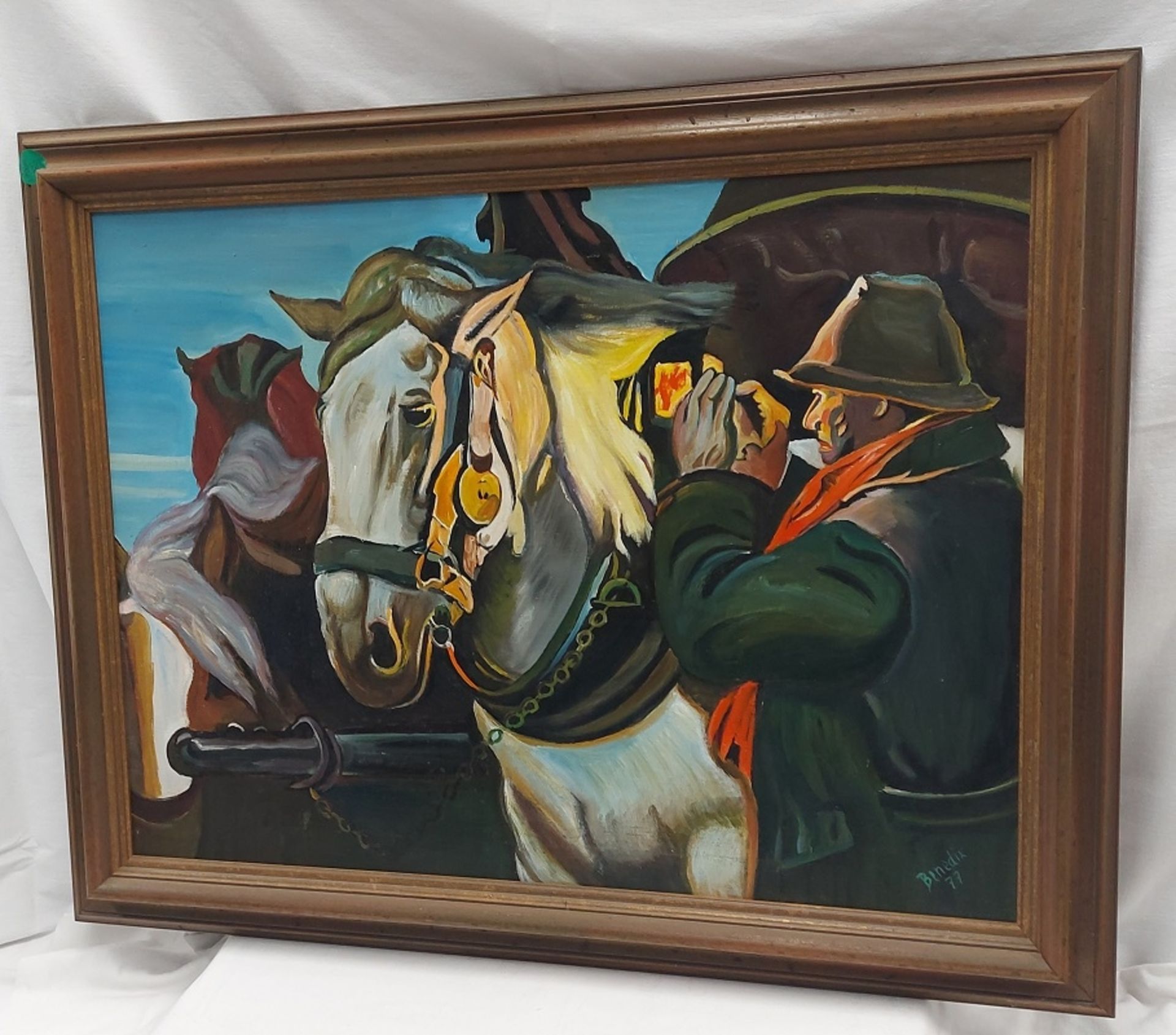 Bild Benedix Mann mit Pferd Maße ca. 95x73cm - Bild 15 aus 16