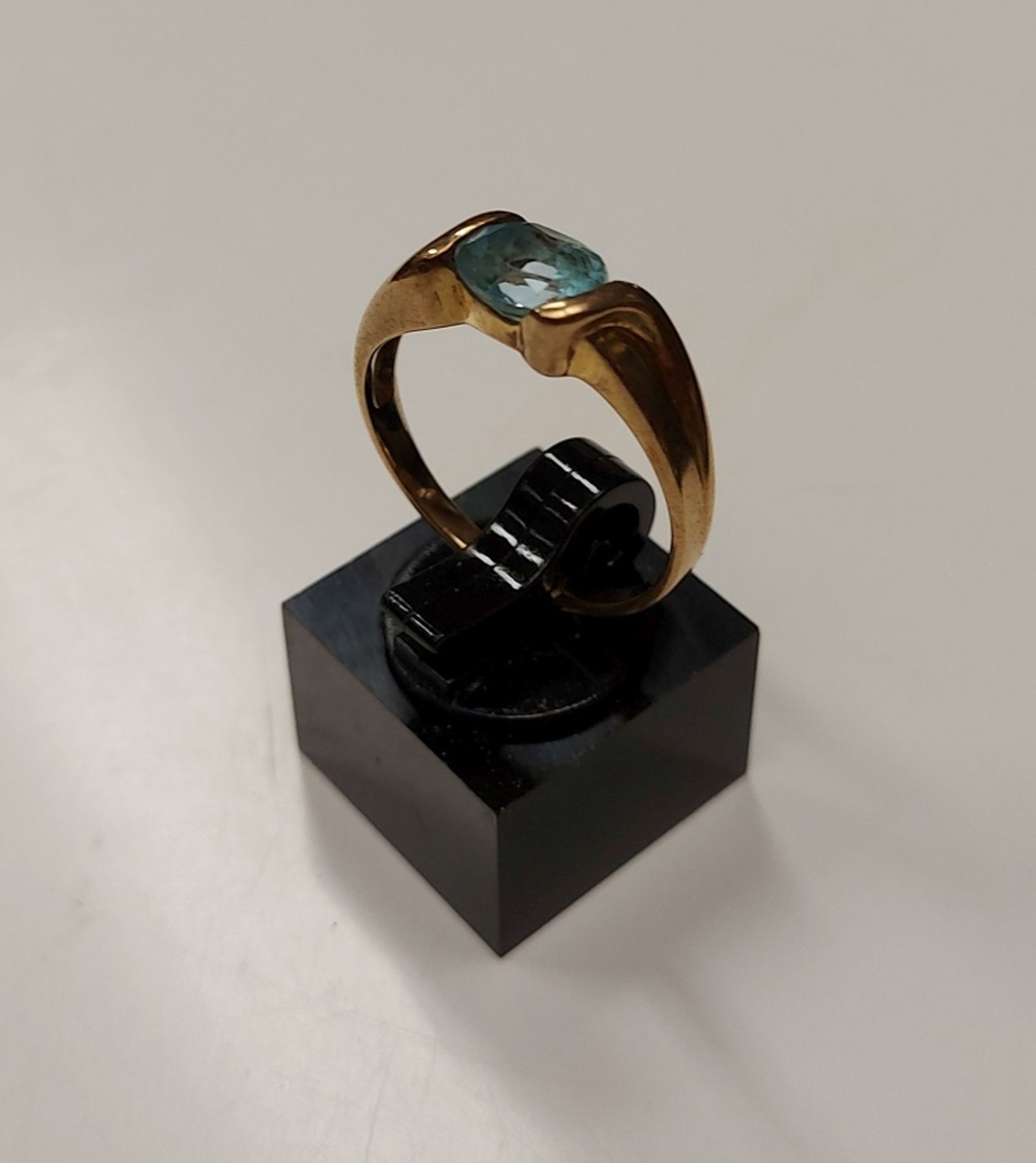 Großer Goldring Gr. 60 DAU Damenring mit schönem blauen Stein ca. 3g - Bild 2 aus 6