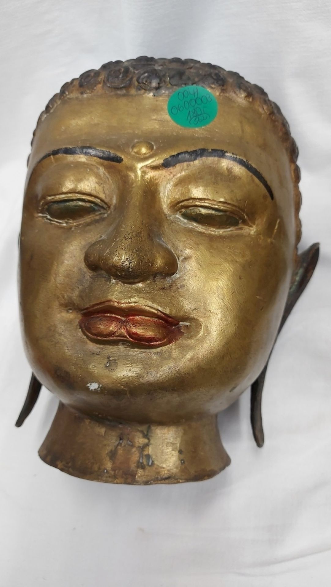 Antiker Buddha Bronze Kopf Hohlguss Handarbeit - Image 10 of 10