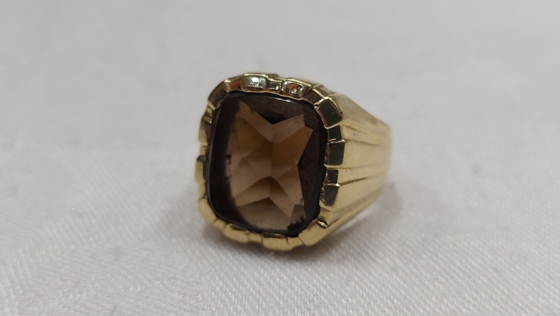 Goldener Herrenring Rauchtopas 585er GG 14k ca. 11g