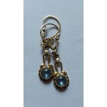 Antikschmuck! Zauberhafte Goldohrringe blaue Steine 585er GG ca. 1,5g