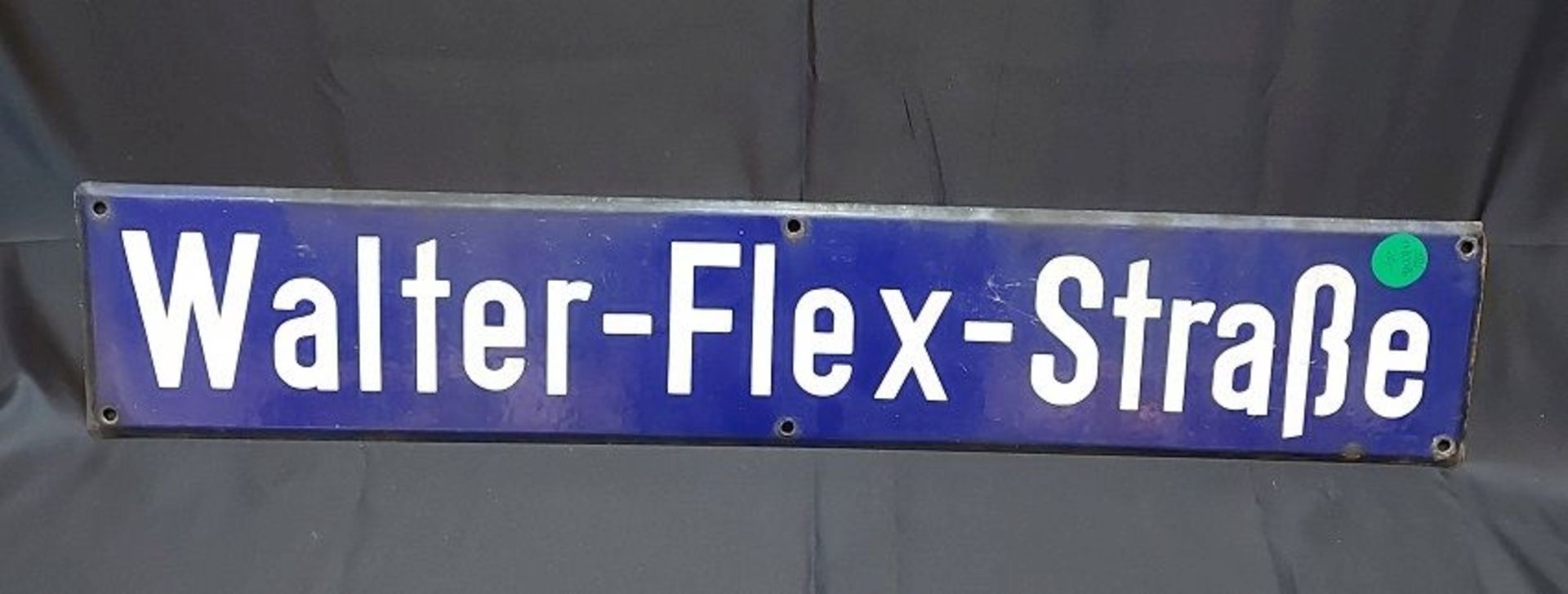 Schönes altes Emaille Strassenschild "Walter-Flex-Str"