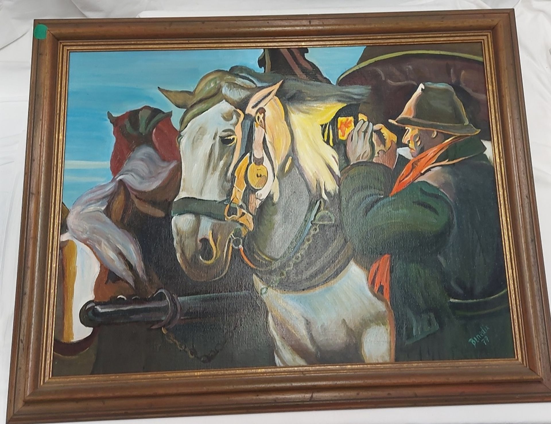 Bild Benedix Mann mit Pferd Maße ca. 95x73cm - Bild 13 aus 16
