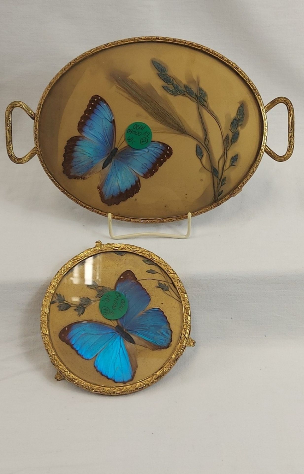 Set antikes Tablett und passendet Untersetzer Schmetterlinge Art Deco - Bild 7 aus 7