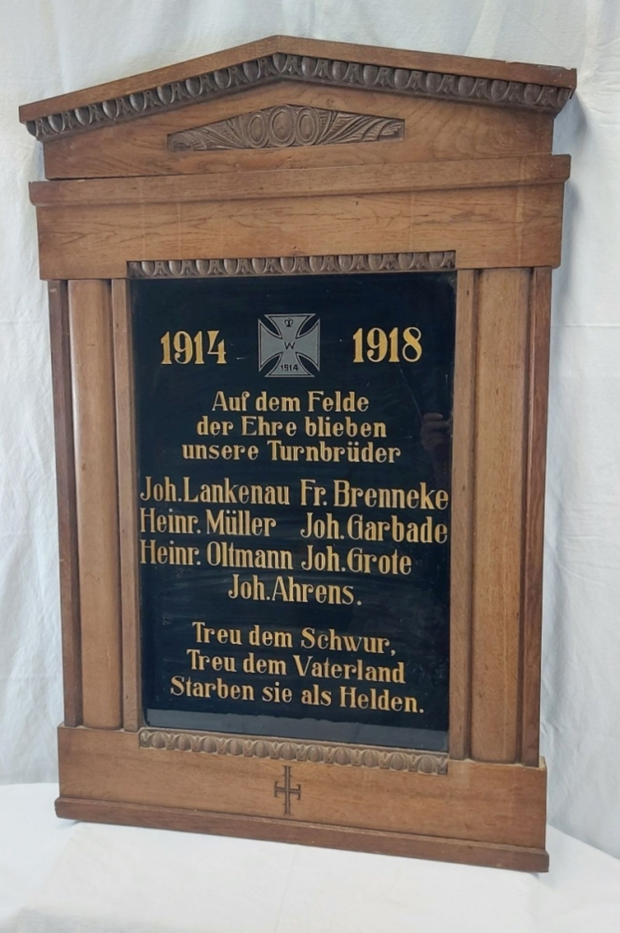 Große antike WKI Andenkentafel Auf dem Felde der Ehre...