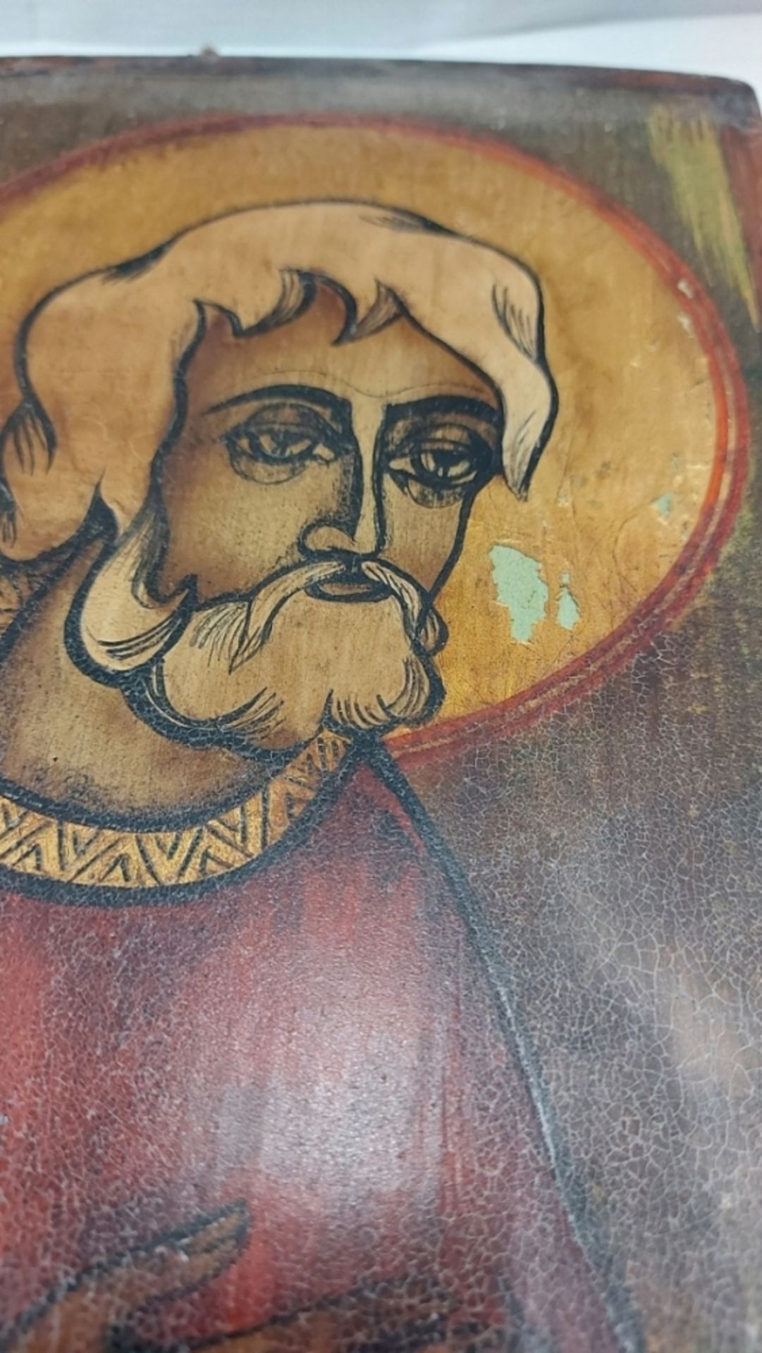 4 alte Ikonen Bilder auf Holz u.a. Jesus, Erzengel Michael, St. Petrus, Barmherzige Paraschiva (30x2 - Bild 10 aus 12