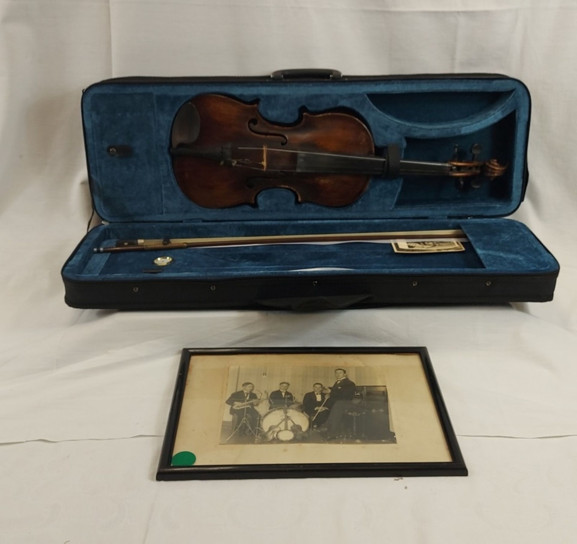 Solide alte Geige incl. Koffer und orig. Fotographie des Musikers 30er Jahre - Bild 10 aus 17