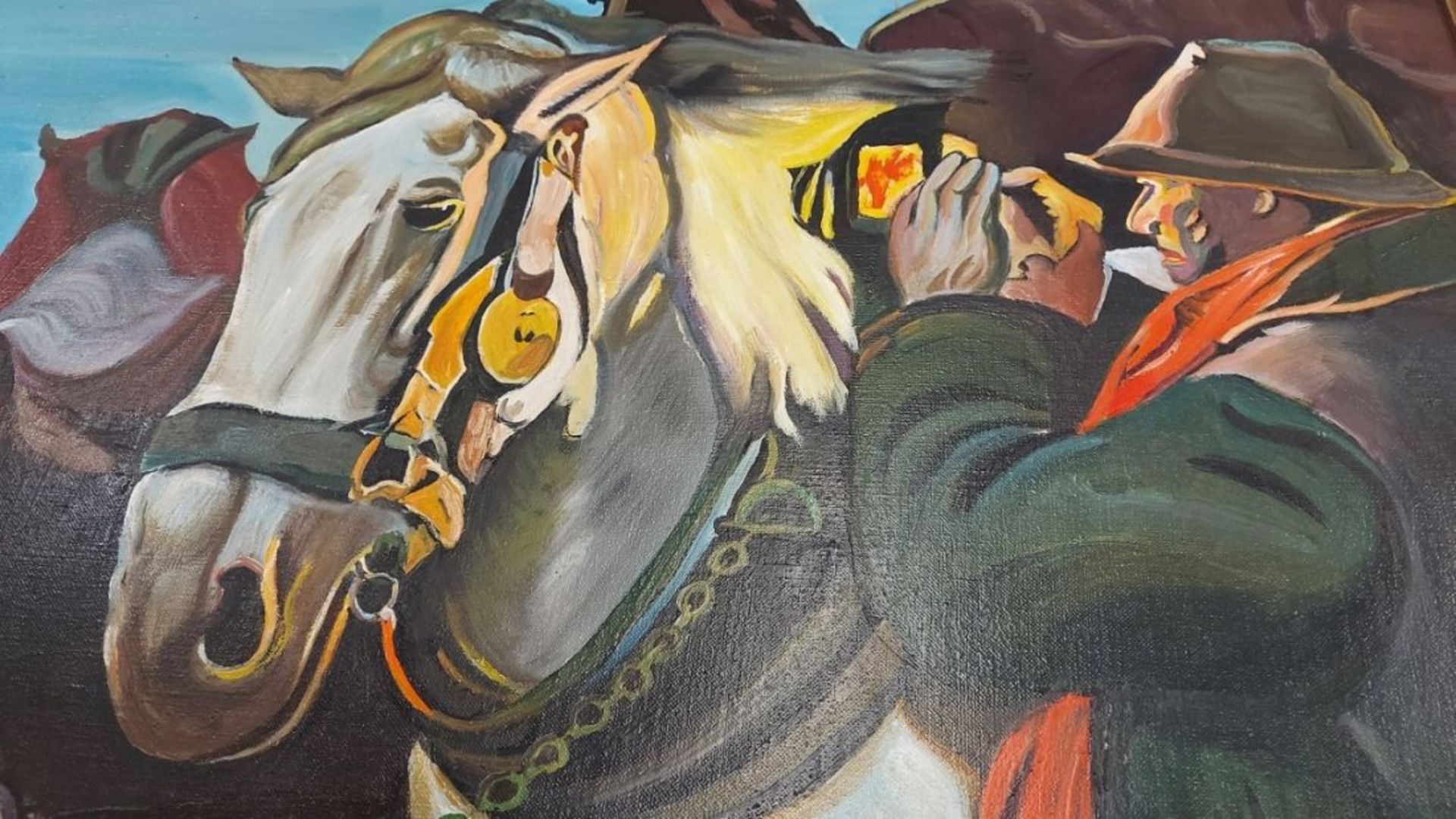 Bild Benedix Mann mit Pferd Maße ca. 95x73cm - Bild 3 aus 16