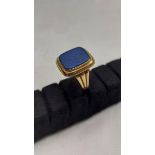 Goldener Herrenring 585er GG 14k Lapes Lapislazuli