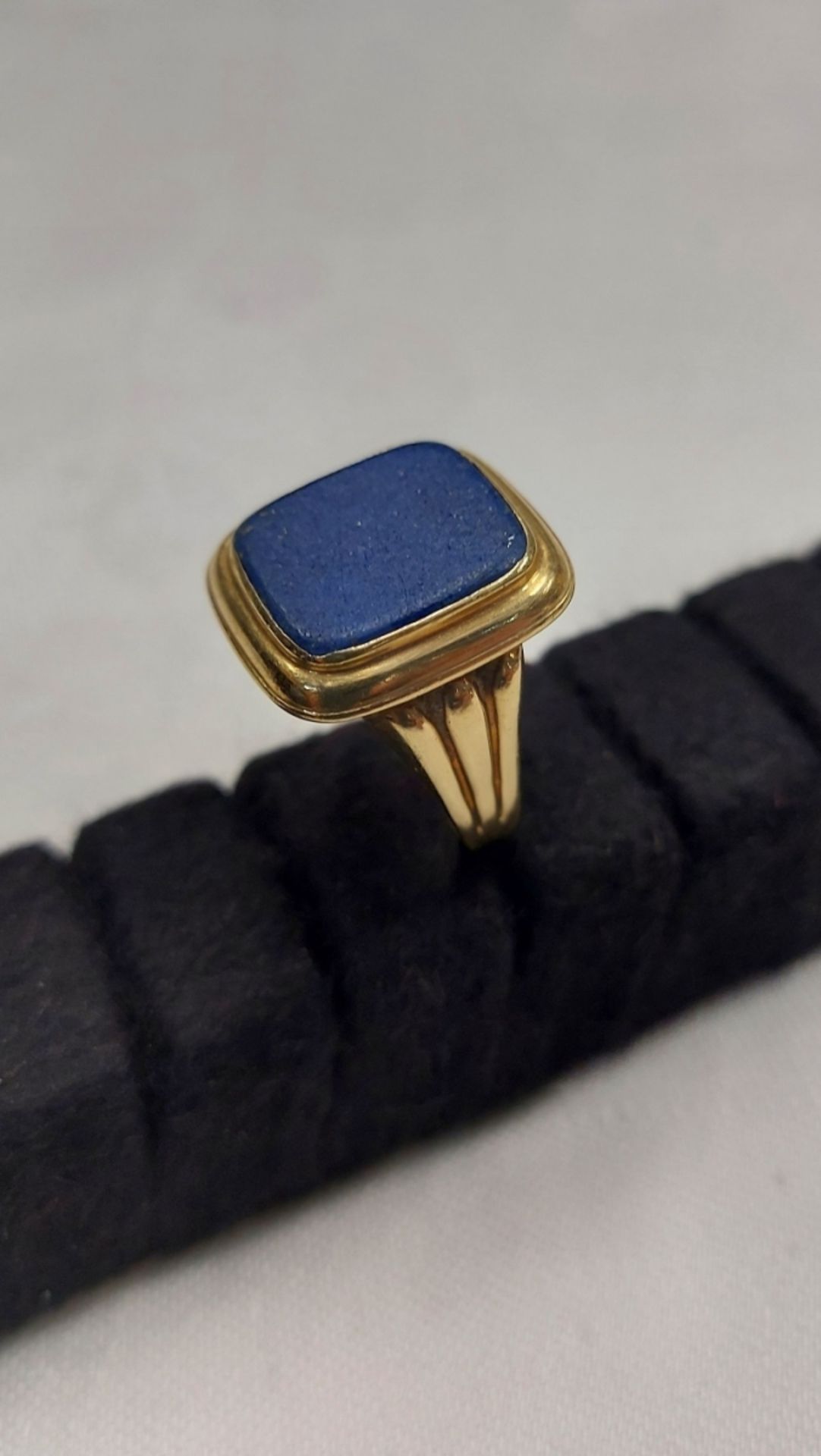 Goldener Herrenring 585er GG 14k Lapes Lapislazuli