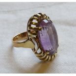 Damenring Goldring 585 GG 14k mit großen Amethyst ca. 8,2g