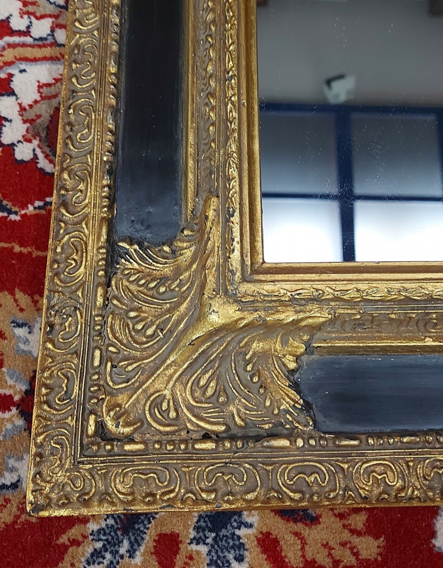 Alter Wandspiegel Barock Spiegel schwarz gold mit Facettenschliff - Bild 7 aus 7
