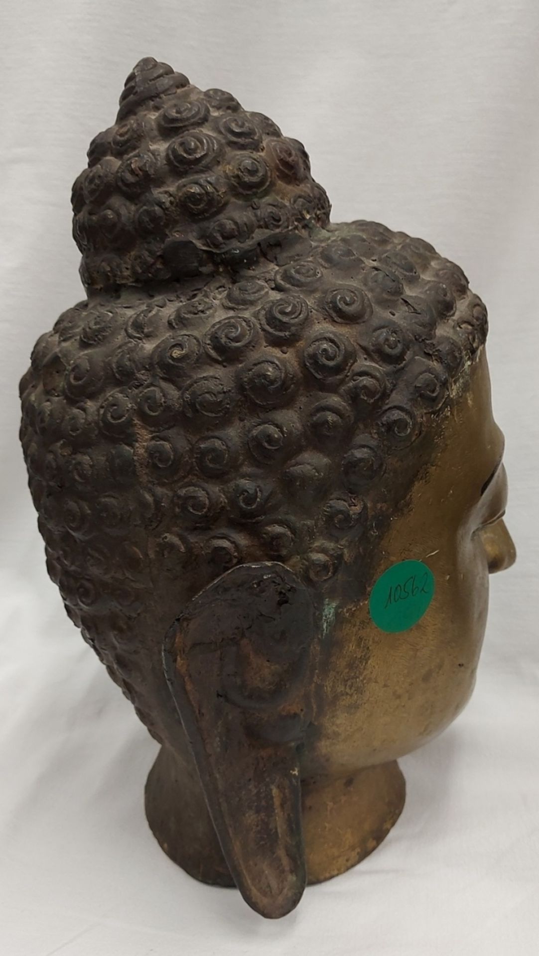 Antiker Buddha Bronze Kopf Hohlguss Handarbeit - Image 8 of 10
