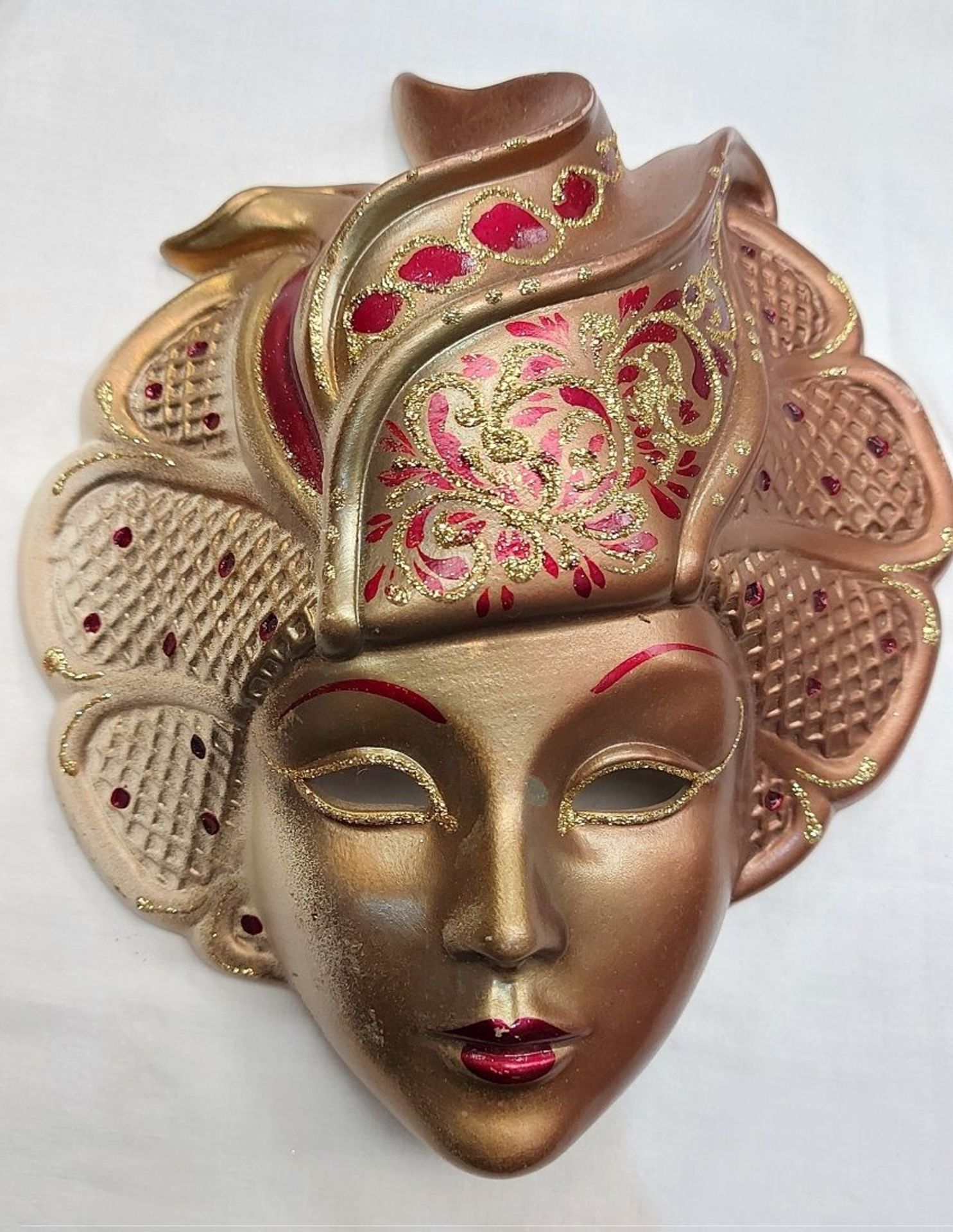 2 handgefertigte Wand Masken Keramik Venezianisch - Image 3 of 8