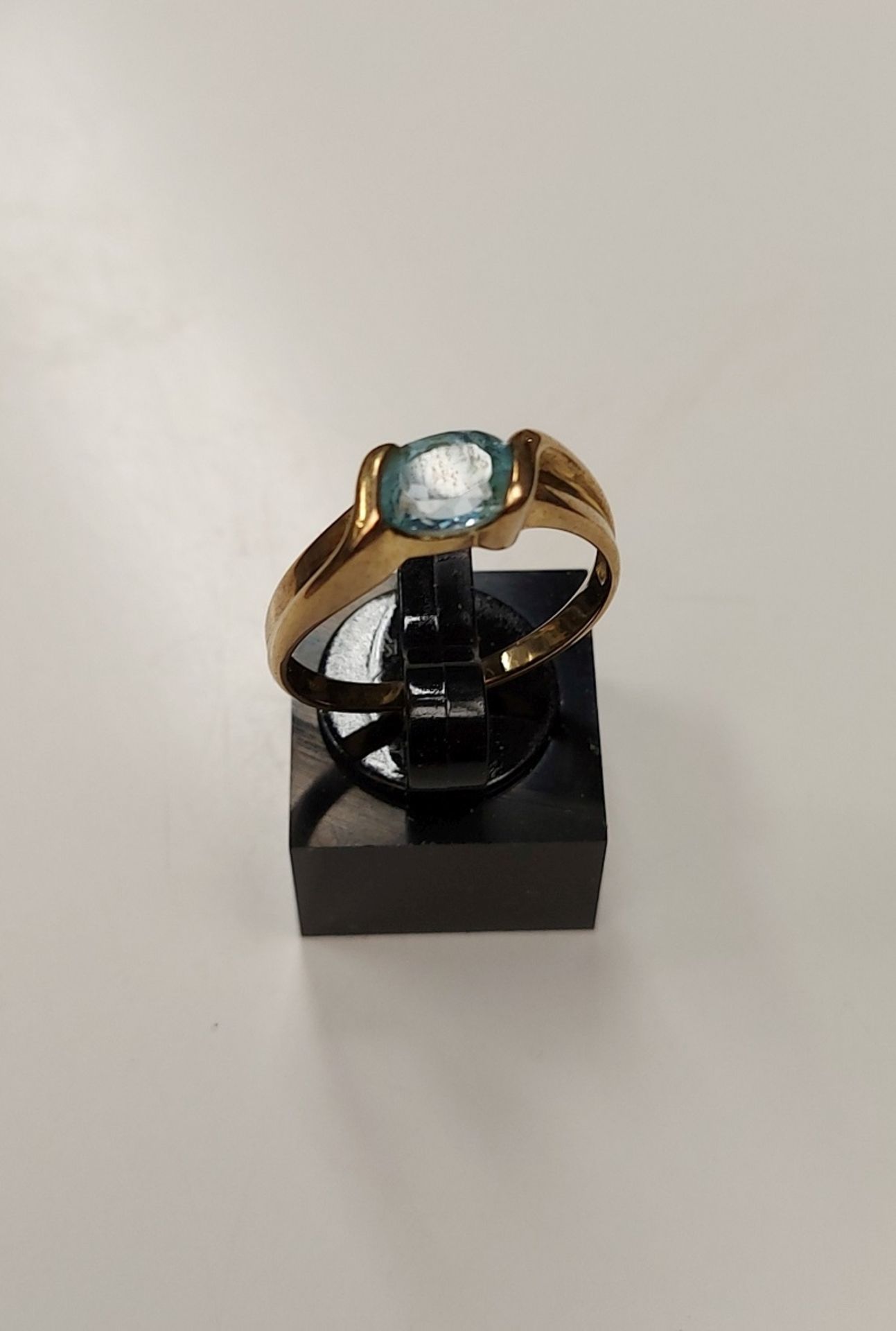 Großer Goldring Gr. 60 DAU Damenring mit schönem blauen Stein ca. 3g - Bild 6 aus 6