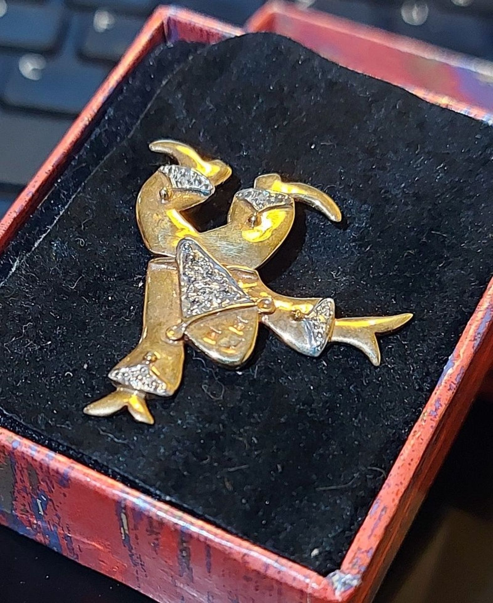 Geschenkidee! Goldener Anhänger Clownanhänger mit Diamanten