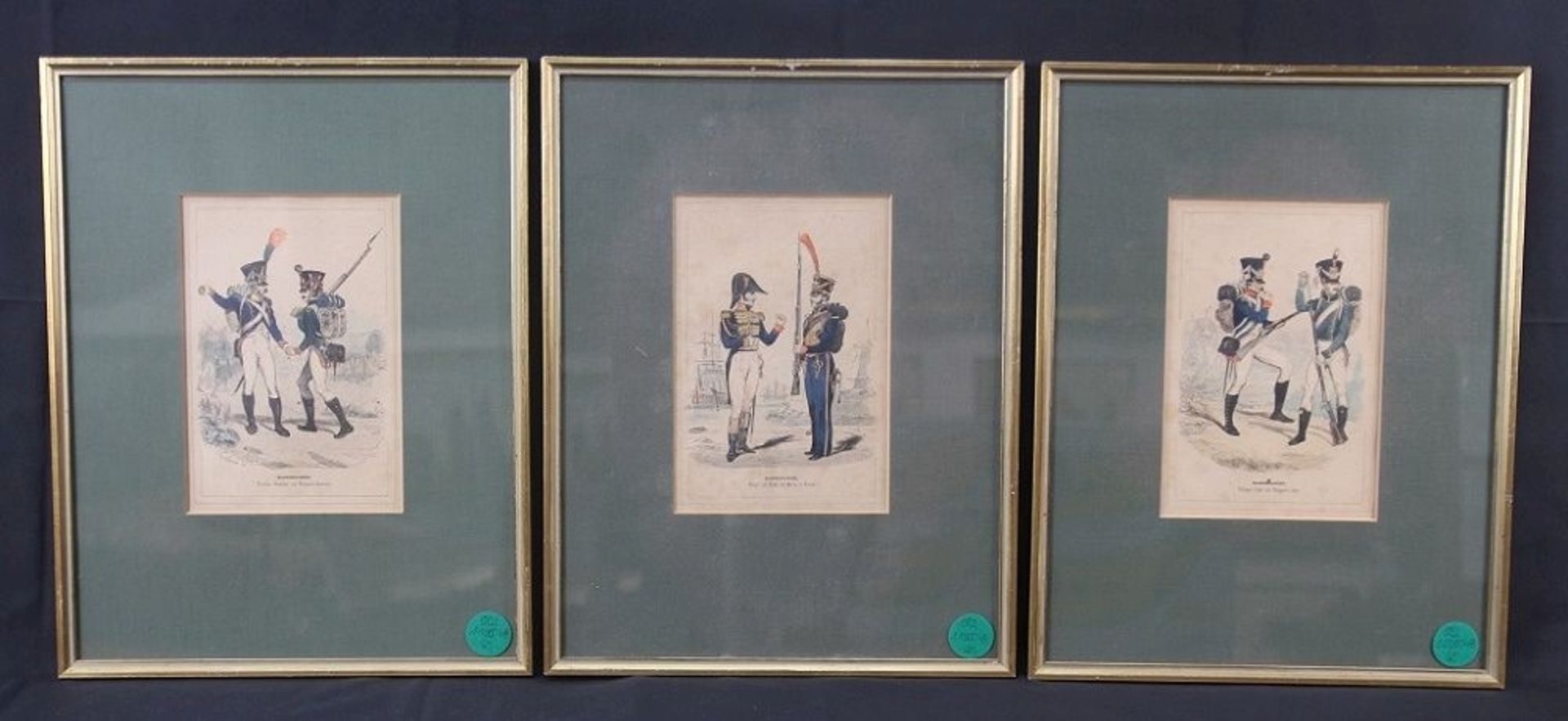 3 Stück hochwertig gerahmte Soldatenbilder Kaisergarde
