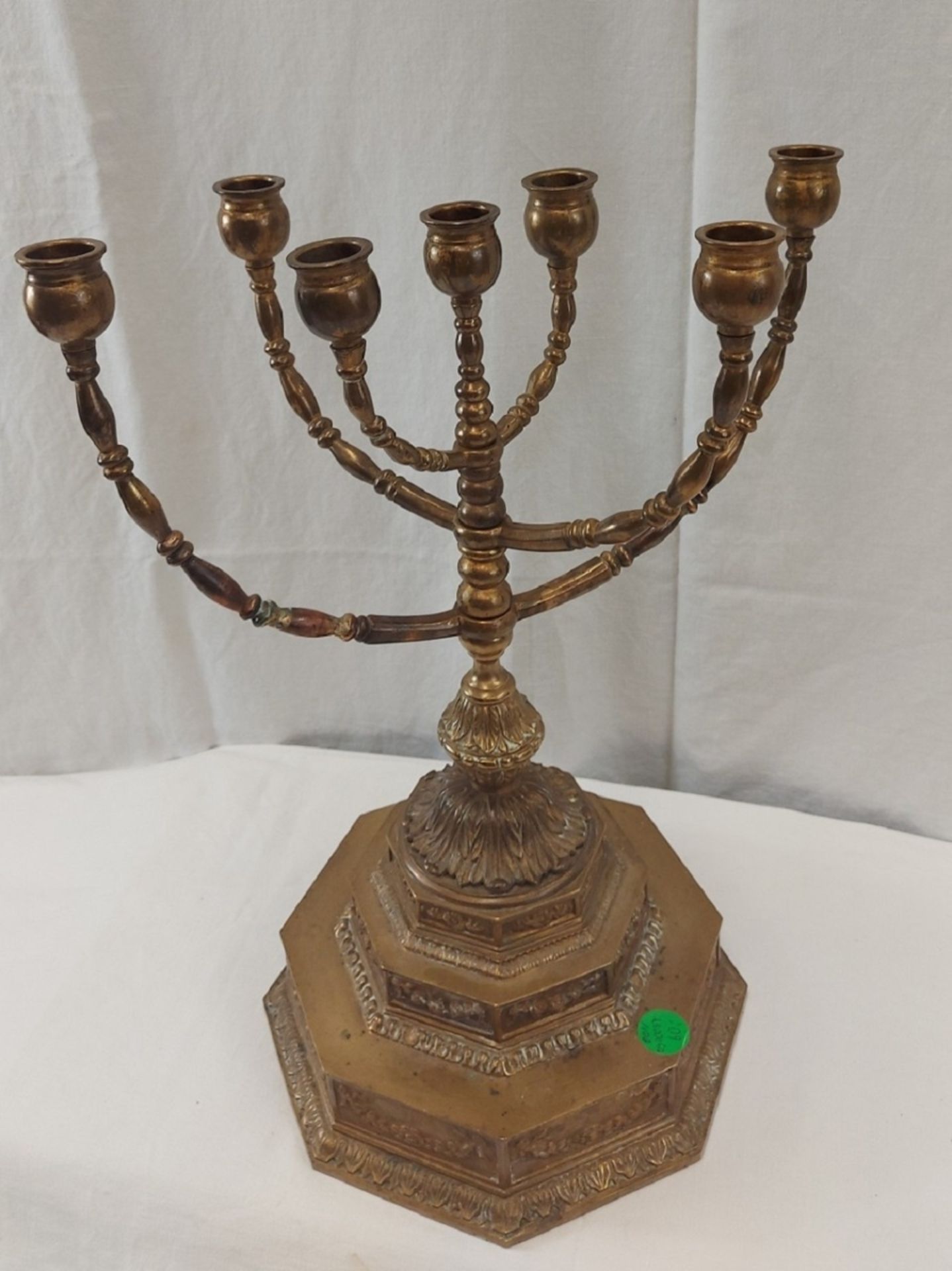 Antike Menora schwerer Leuchter jüdischer Kerzenhalter mehrteilig - Bild 2 aus 8