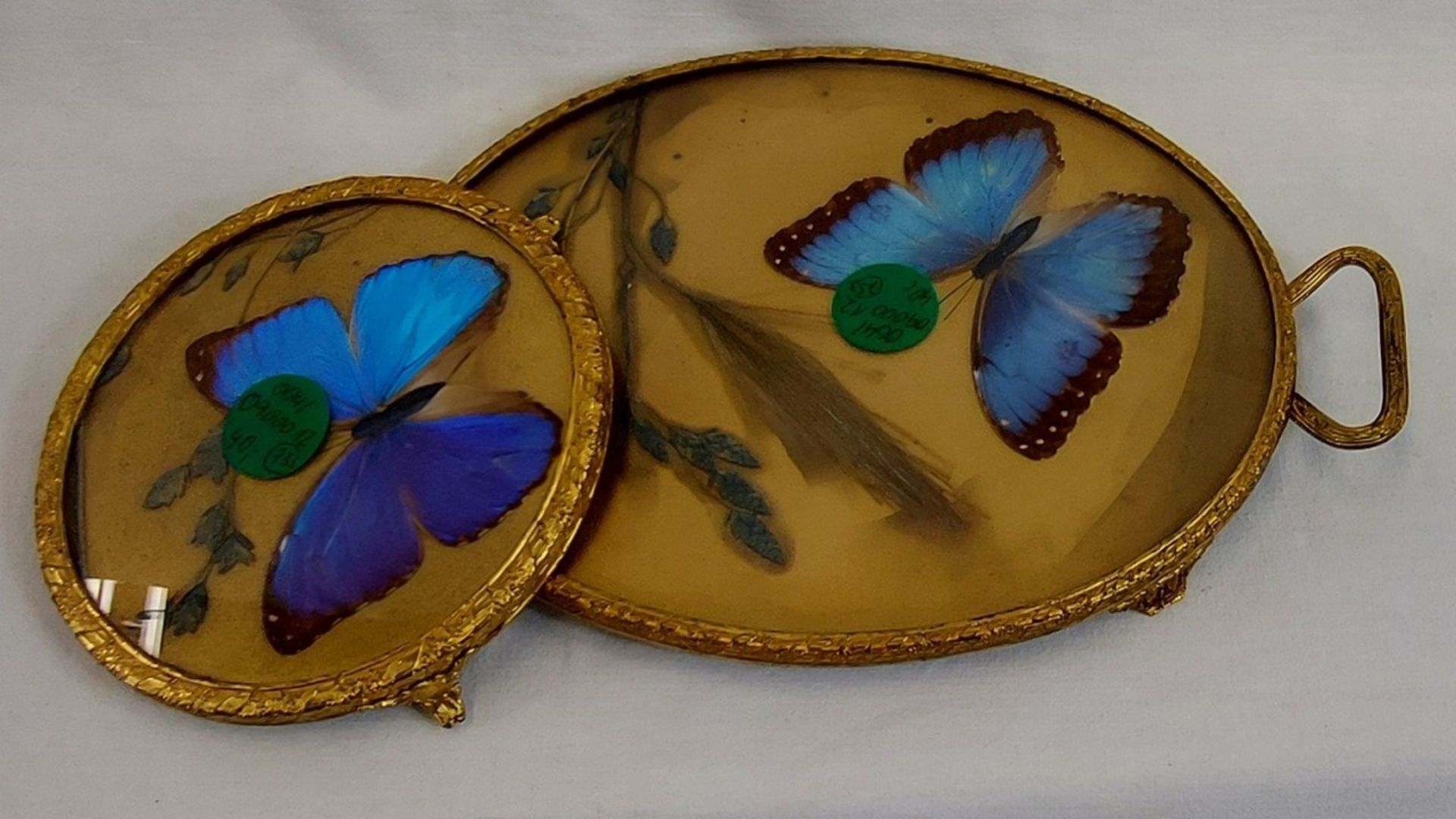 Set antikes Tablett und passendet Untersetzer Schmetterlinge Art Deco - Bild 4 aus 7