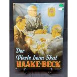 Sammlerstück! Der Vierte beim Skat - Seltenes Haake Beck Schild, lim. Auflage 1997