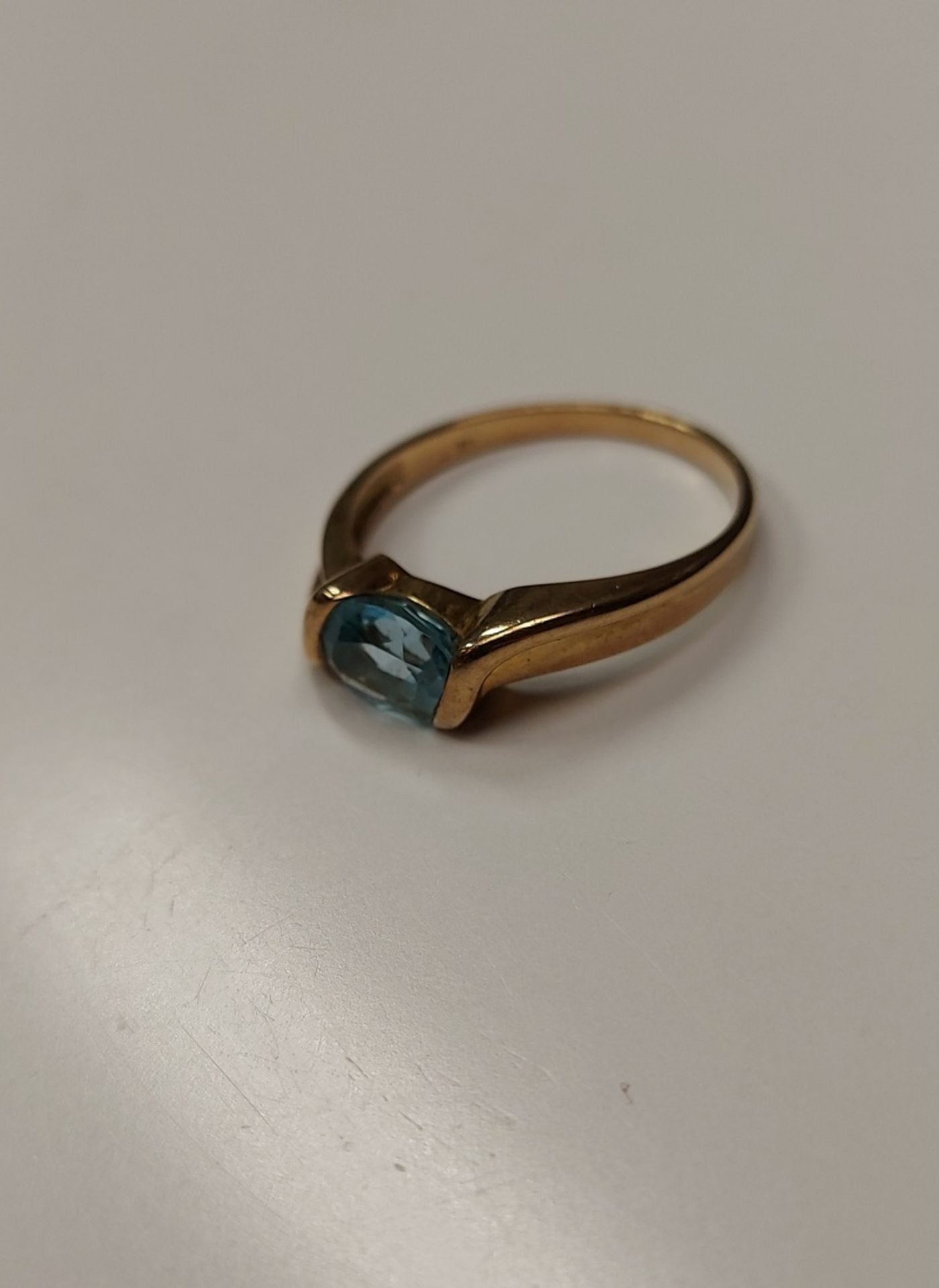 Großer Goldring Gr. 60 DAU Damenring mit schönem blauen Stein ca. 3g - Bild 3 aus 6