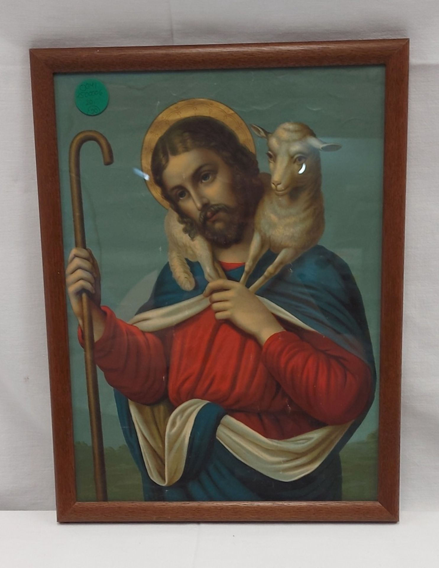 Schönes altes Jesusbild gerahmt hinter Glas - Bild 6 aus 6