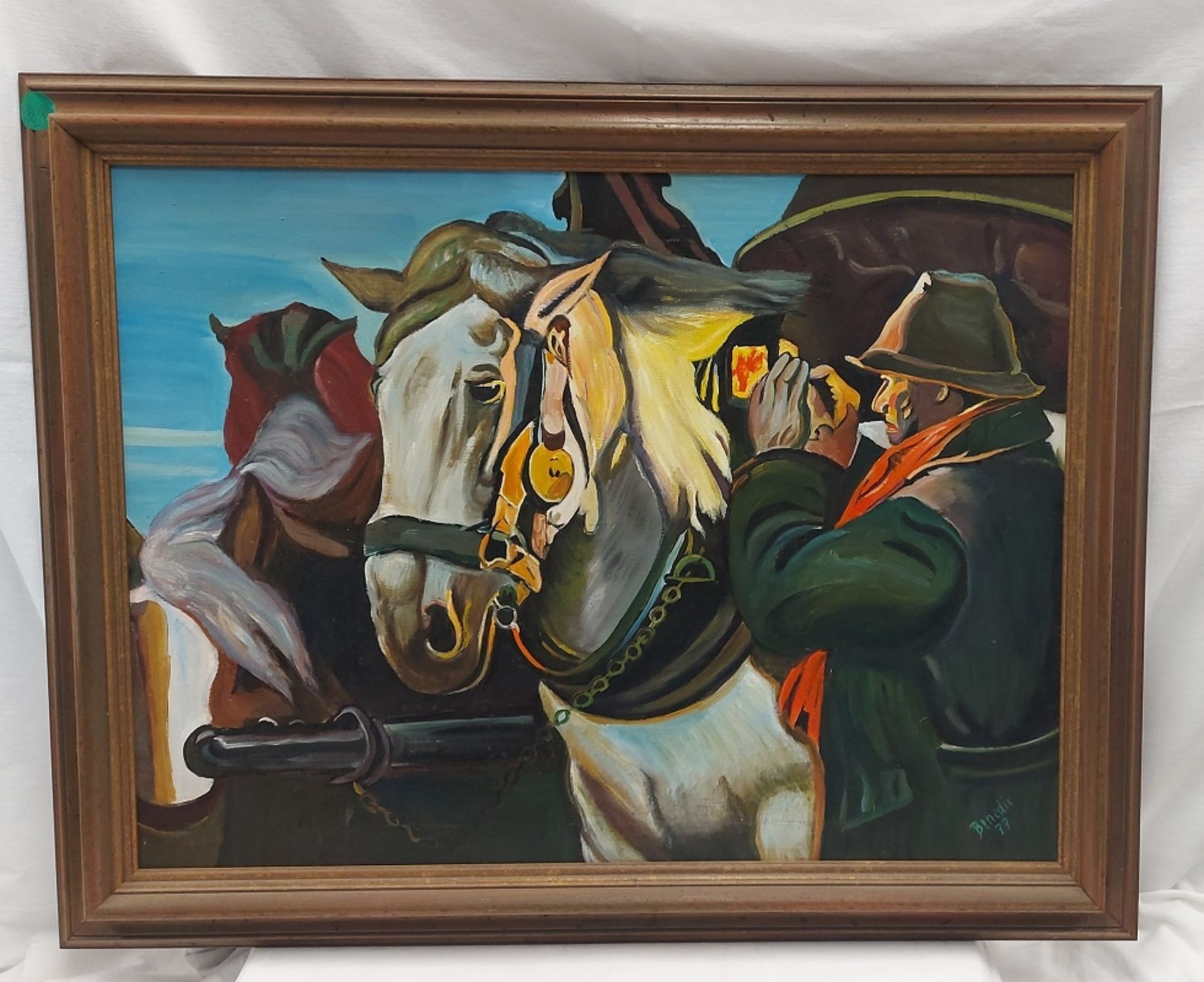 Bild Benedix Mann mit Pferd Maße ca. 95x73cm