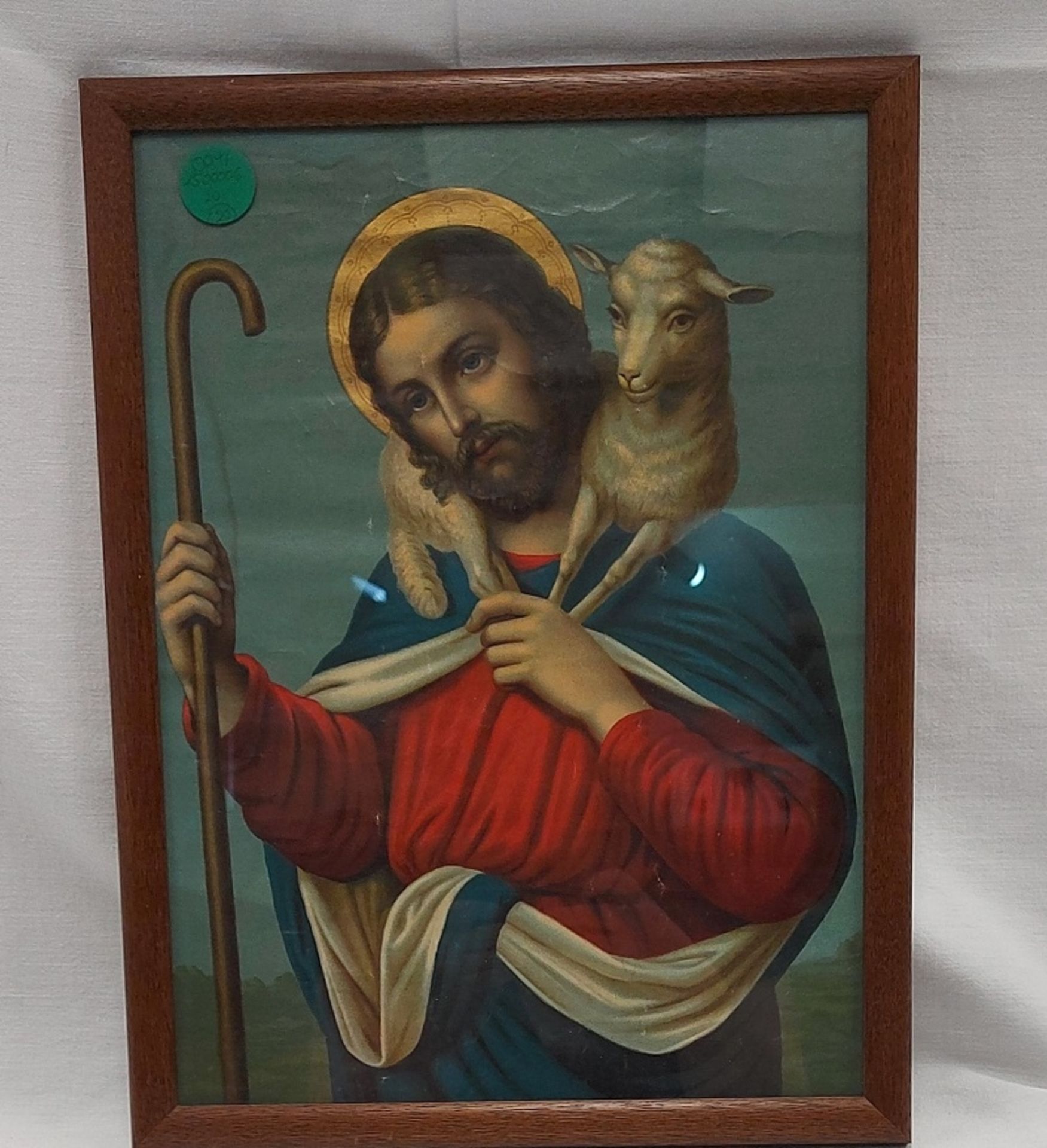 Schönes altes Jesusbild gerahmt hinter Glas - Bild 5 aus 6