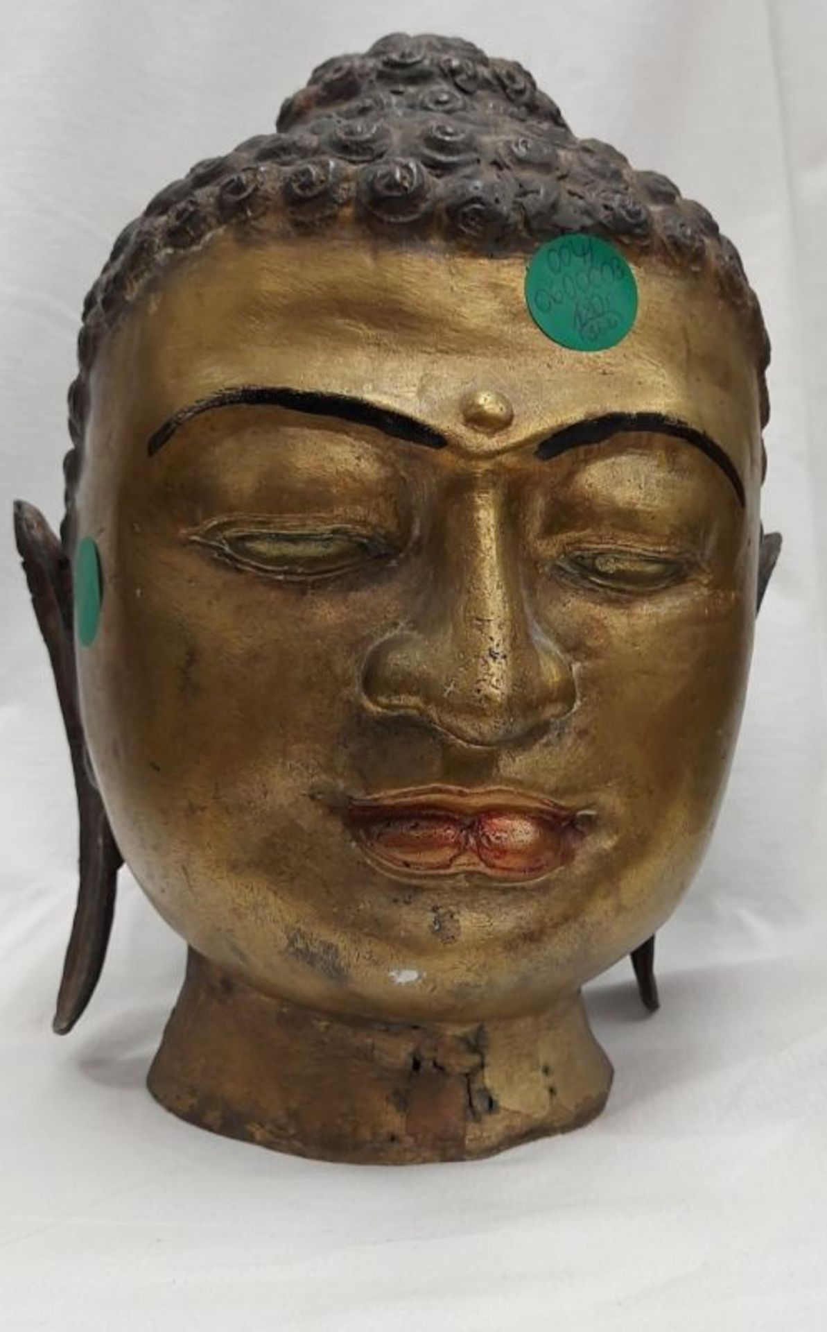 Antiker Buddha Bronze Kopf Hohlguss Handarbeit - Image 7 of 10