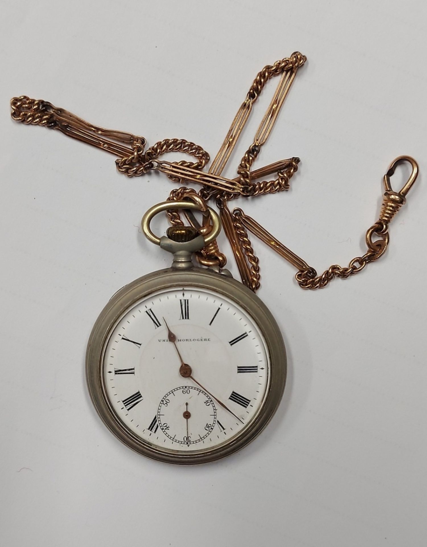 Taschenuhr für Herren mit Kette, Union Horlogére, - Bild 5 aus 5