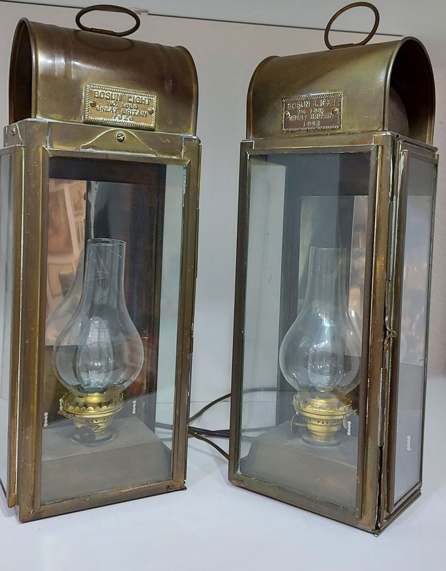 1 Paar alte Schiffslampen Messinglaternen Bosun No. 1889 Lampen Laternen - Image 2 of 7